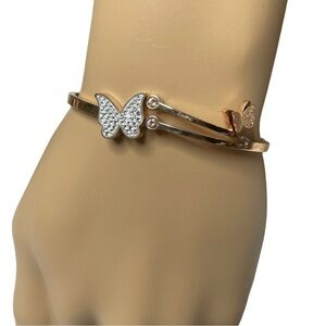 Butterfly rose gold colored bracelet sparkle NWOT